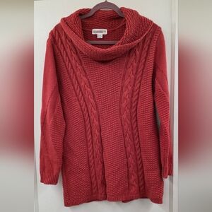 Cotton Country Cable Knit Cowl Neck Sweater 100% Cotton Tunic Medium